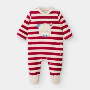 PIGIAMA MAYORAL NEONATO RIGHE ROSSE E PANNA