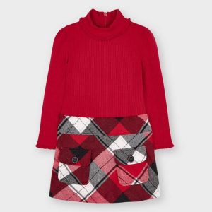 ABITO MAYORAL ROSSO CON GONNA A QUADRI