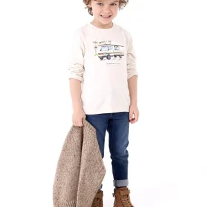 T-SHIRT MAYORAL BEIGE MELANGE STAMPA CAMPER