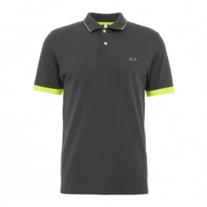 POLO SUN68  CON LOGO E BOTTONI GIALLO FLUO