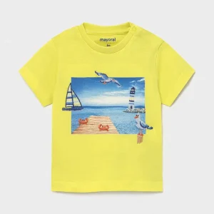 T-SHIRT MAYORAL NEONATO GIALLA CON STAMPA