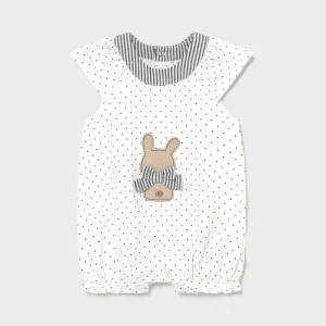 PAGLIACCETTO MAYORAL NEONATA BIANCO CON POIS NERI E APPLICAZIONI