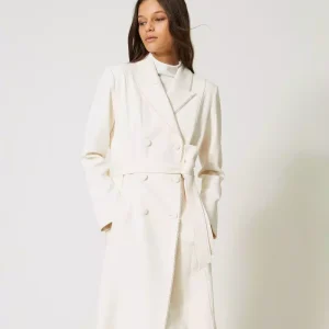 TRENCH PANNA TWIN SET DOPPIOPETTO CON PERLINE