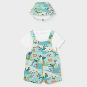 COMPLETO 3 PEZZI MAYORAL T-SHIRT, SALOPETTE E CAPPELLINO