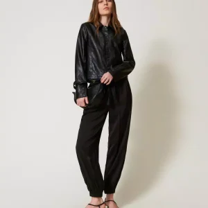 PANTALONI TWIN SET JOGGING IN RASO