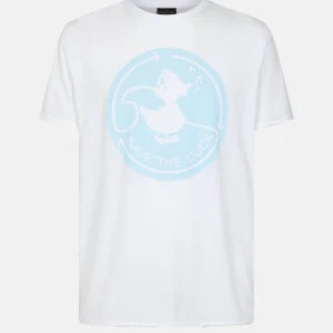 T-SHIRT UOMO SAVE THE DUCK BIANCA CON STAMPA