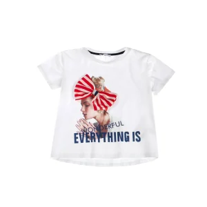 T SHIRT FUN FUN BIANCA CON STAMPA E FIOCCO