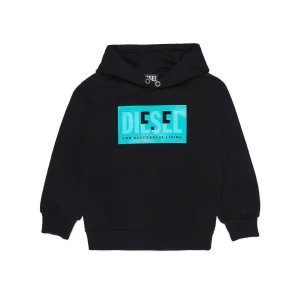 FELPA DIESEL RAGAZZO NERA CON CAPPUCCIO