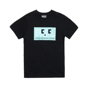 T-SHIRT DIESEL RAGAZZO NERA STAMPA VERDE