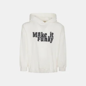 FELPA LALALU’ BIANCA CON CAPPUCCIO