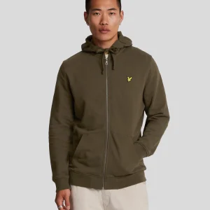 FELPA LYLE & SCOTT VERDE MILITARE CON ZIP E CAPPUCCIO