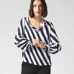 BLUSA A RIGHE DIAGONALI BIANCHE E NERE – MANILA GRACE