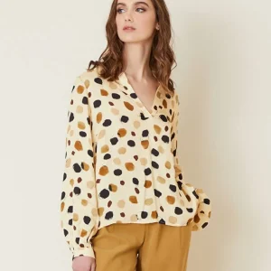BLUSA MANILA GRACE A POIS CON SCOLLO A V