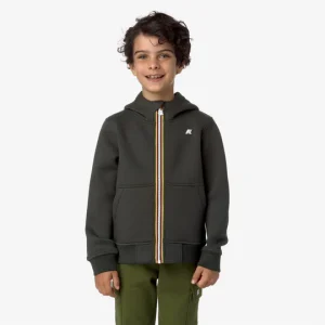 FELPA K-WAY VERDE CON ZIP E CAPPUCCIO