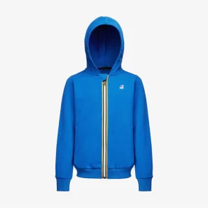 FELPA K-WAY CON ZIP E CAPPUCCIO BLU