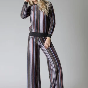 PANTALONE WHITE WISE A RIGHE LUREX TONI DEL LILLA