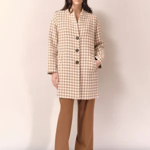 CAPPOTTO OVER WHITE WISE  PIED DE POULE