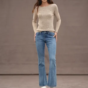 JEANS WHITE WISE DENIM MODELLO A TROMBETTA