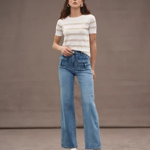 T-SHIRT WHITE WISE IN FILO DI COTONE CON RIGHE LUREX