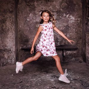 ABITO BIMBA MAGIL CON STAMPA DI MACARONES ROSA