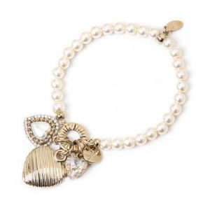 BRACCIALE SODINI CON PERLE E CUORI ORO