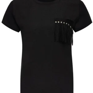 T-SHIRT LIU JO NERA CON TASCHINO CON FRANGE