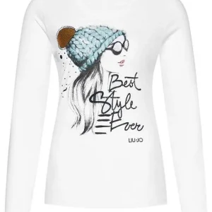 T-SHIRT LIU JO MANICA LUNGA BIANCA “BEST STYLE EVER”