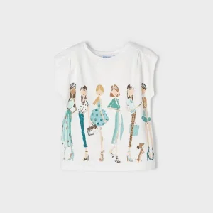 T-SHIRT MAYORAL BIMBA BIANCA STAMPA BAMBOLE