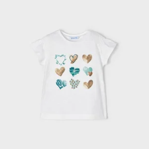 T-SHIRT MAYORAL BIMBA BIANCA STAMPA CUORI