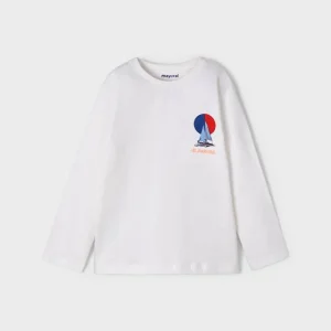 T-SHIRT MAYORAL BIMBO MANICA LUNGA BIANCA CON STAMPA DIETRO