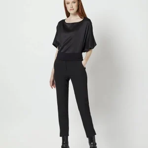 PANTALONE A SIGARETTA MANILA GRACE NERO CON BASCHINA