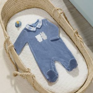 TUTINA MAYORAL IN VELLUTO CELESTE CON COLLETTO