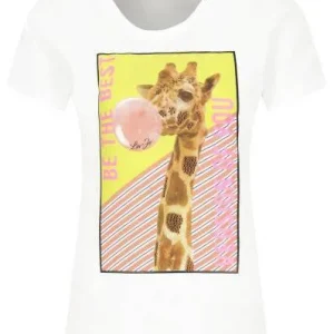 T-SHIRT LIU JO BIANCA CON GIRAFFA E APPLICAZIONI