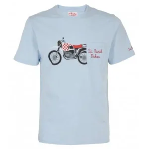 T-SHIRT CELESTE CON MOTO MC2 SAINT BARTH