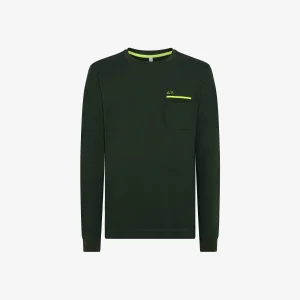 T-SHIRT SUN68 VERDE MILITARE CON TASCHINO
