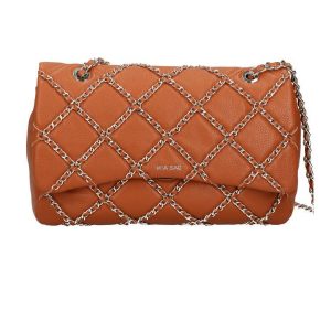 BORSA TRACOLLA MIA BAG CUOIO CON CATENE ARGENTO