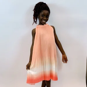 ABITO TWIN SET PLISSETTATO IN RASO SFUMATO ARANCIO