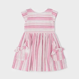 ABITO IN LINO MAYORAL A RIGHE ROSA E BIANCHE