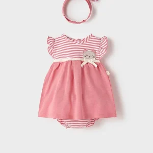 ABITO MAYORAL BIMBA ROSA CON FASCIA ABBINATA